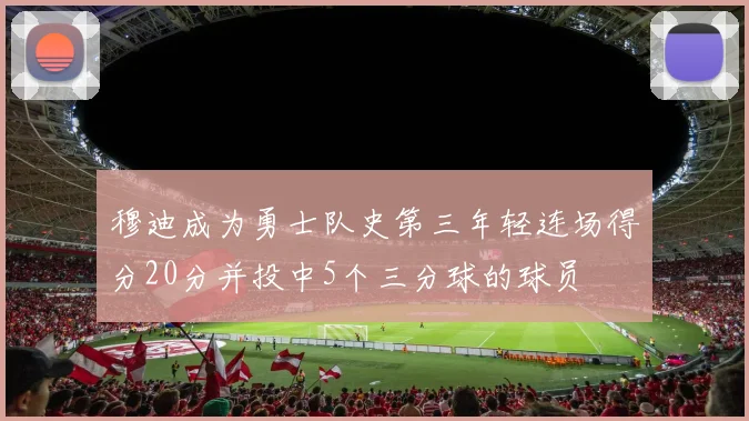穆迪成为勇士队史第三年轻连场得分20分并投中5个三分球的球员
